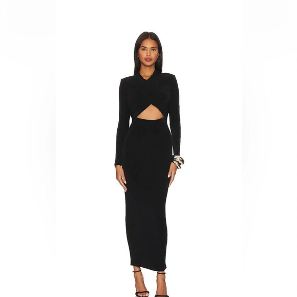 Bardot Reno slinky in black open front maxi dress - Picture 1 of 15